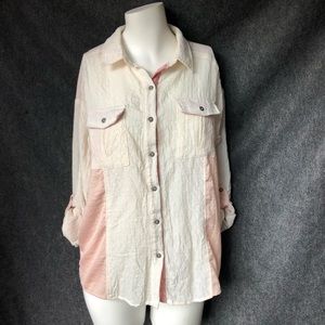 Miss me button down top